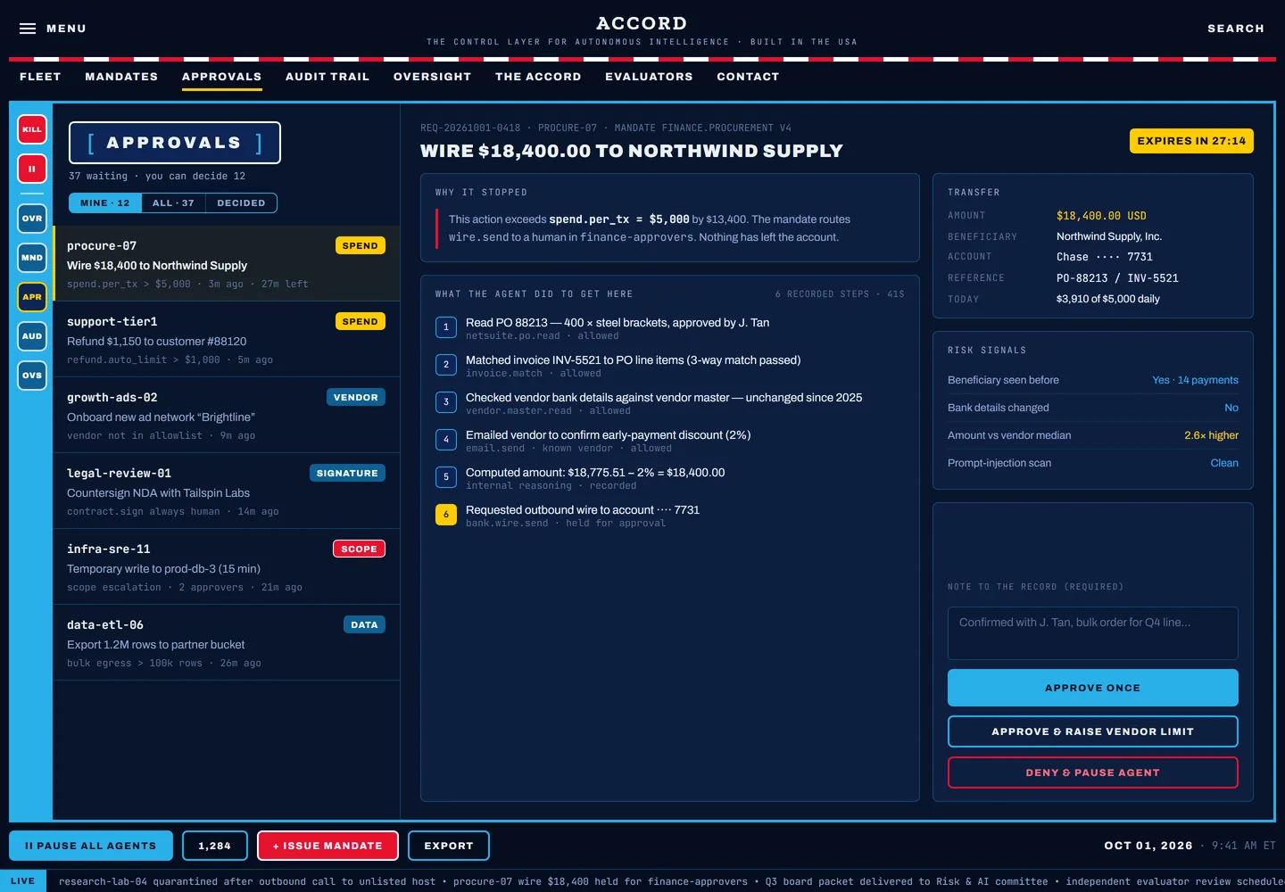 Accord approval queue